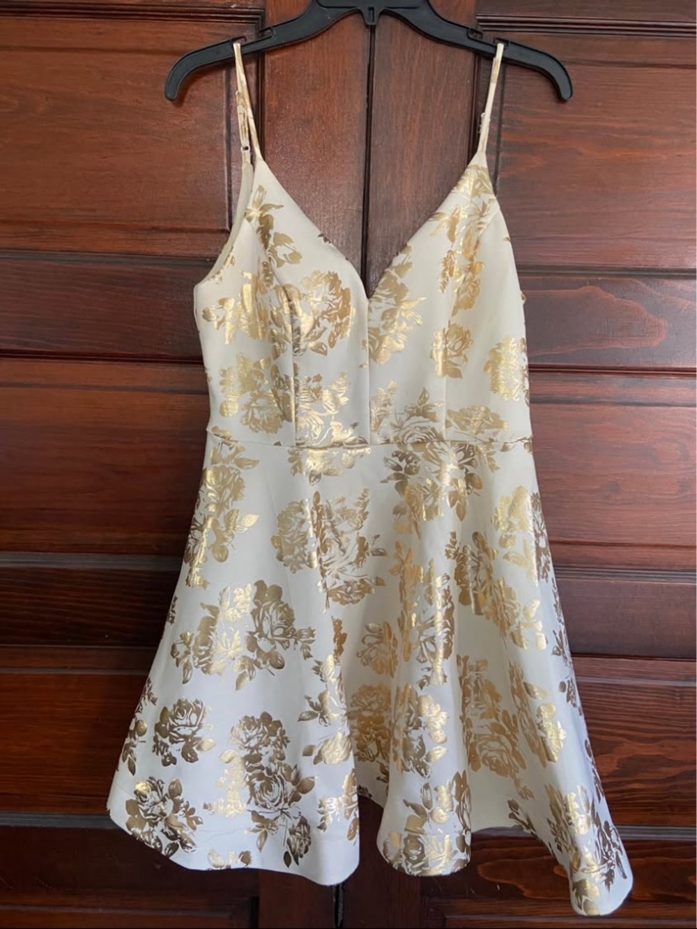 B Darlin White & Gold Floral Slip Mini Dress